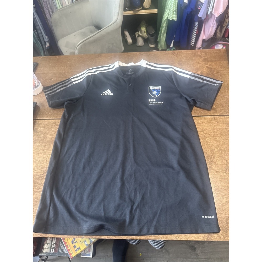 San Jose Earthquakes Jersey Mens XL Black MLS Soccer Adidas Prime green Shirt